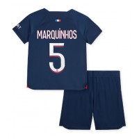 Paris Saint-Germain Marquinhos #5 Domáci Detský futbalový dres 2023-24 Krátky Rukáv (+ trenírky)